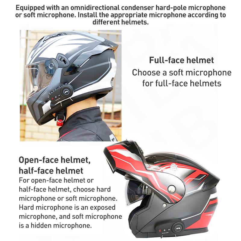 K10 Motorcycle Bluetooth Helmet Headset, Black Hard Pole Microphone - Image 4