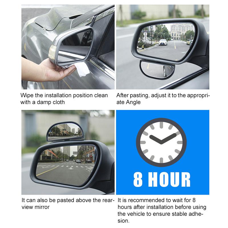 Car 360-degree Rotating Rear-view Blind Spot Wide-angle Auxiliary Mirror(Black) - Image 8
