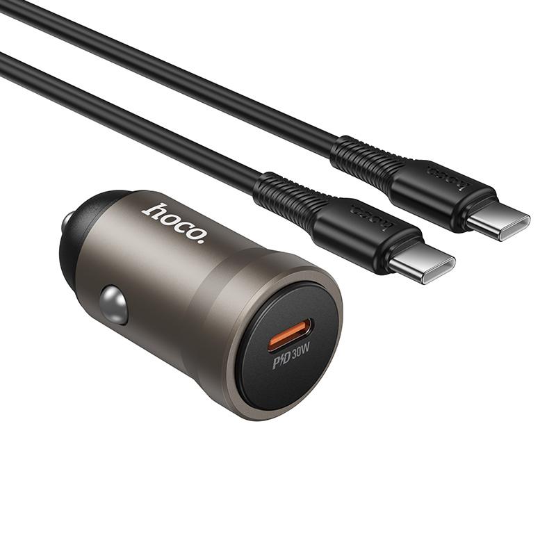 hoco Z62A Energy PD 30W USB-C / Type-C Single Port Car Charger Set with Type-C to Type-C Cable(Gold)