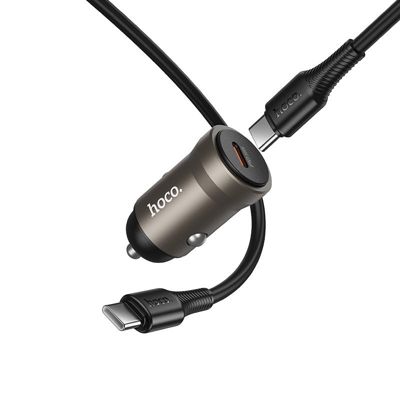 hoco Z62A Energy PD 30W USB-C / Type-C Single Port Car Charger Set with Type-C to Type-C Cable(Gold) - Image 2