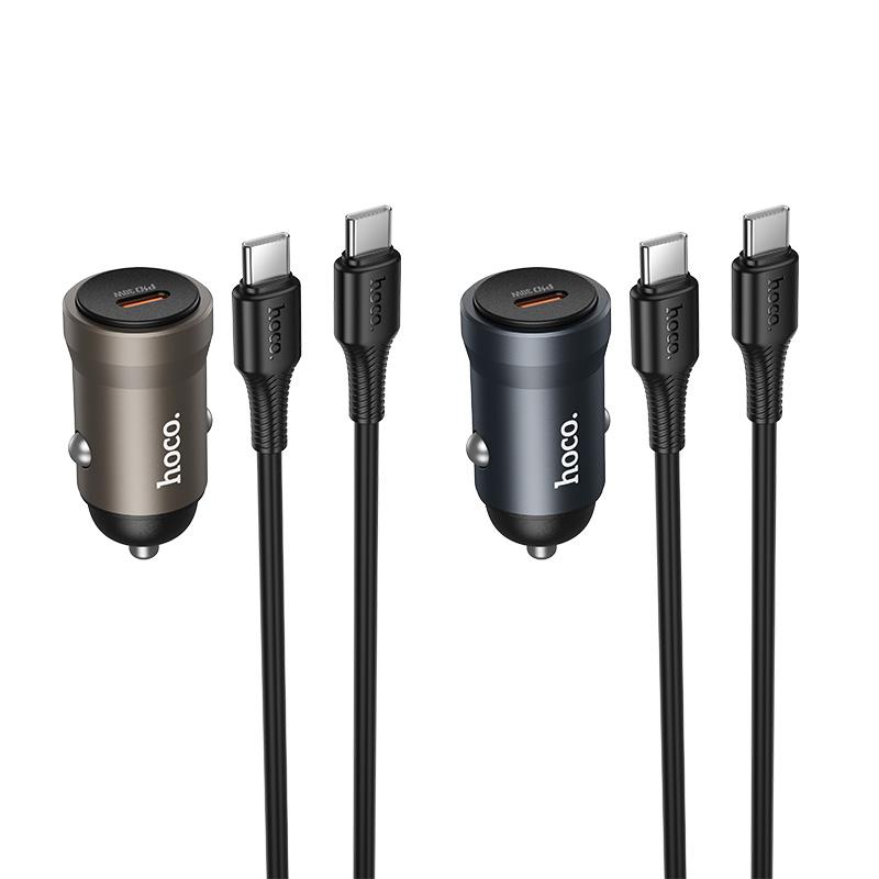 hoco Z62A Energy PD 30W USB-C / Type-C Single Port Car Charger Set with Type-C to Type-C Cable(Gold) - Image 4