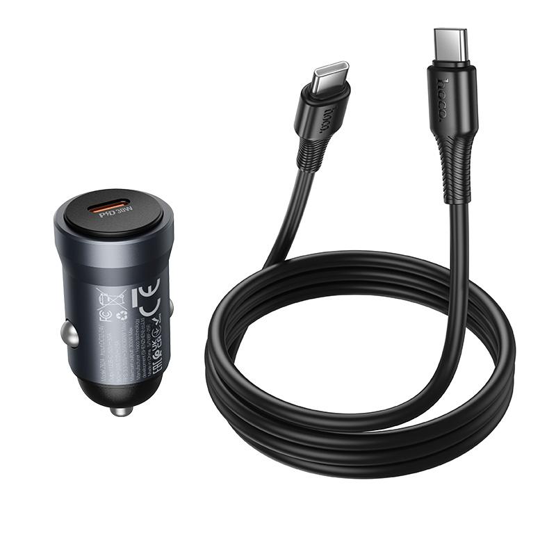 hoco Z62A Energy PD 30W USB-C / Type-C Single Port Car Charger Set with Type-C to Type-C Cable(Gold) - Image 5