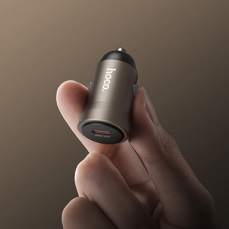 hoco Z62A Energy PD 30W USB-C / Type-C Single Port Car Charger Set with Type-C to Type-C Cable(Gold) - Image 7
