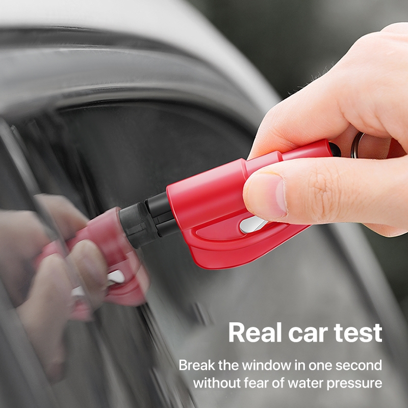 2 in 1 Car Emergency Hammer / Key Chain / Knife Broken Glass Portable Tool(Red) - Image 5