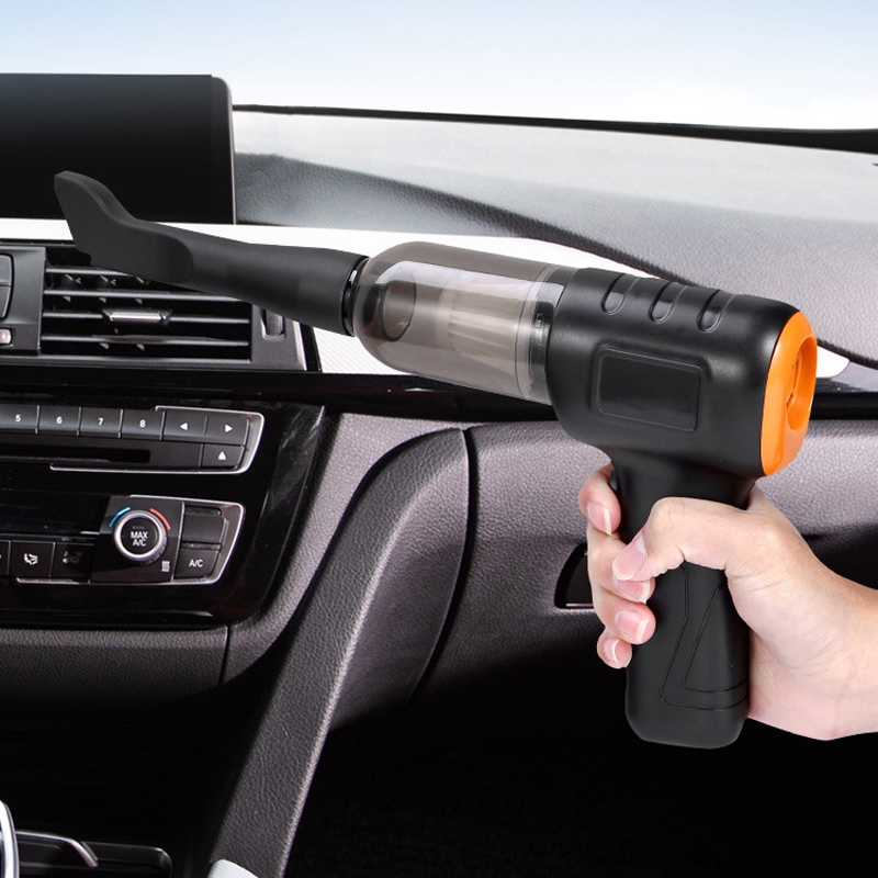 Car Vacuum Cleaner Large Suction Power Wireless Pump Inflatable Blower Handheld Small Vacuum Cleaner, Style: Brush 200W+2 Filters+Storage Bag (Black) - Image 2