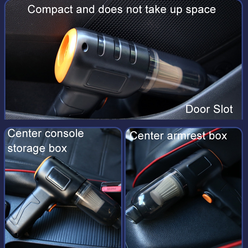 Car Vacuum Cleaner Large Suction Power Wireless Pump Inflatable Blower Handheld Small Vacuum Cleaner, Style: Brush 200W+2 Filters+Storage Bag (Black) - Image 7