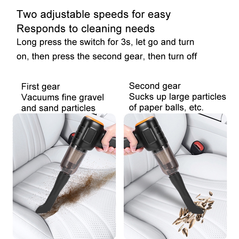 Car Vacuum Cleaner Large Suction Power Wireless Pump Inflatable Blower Handheld Small Vacuum Cleaner, Style: Brush 200W+2 Filters+Storage Bag (Black) - Image 8