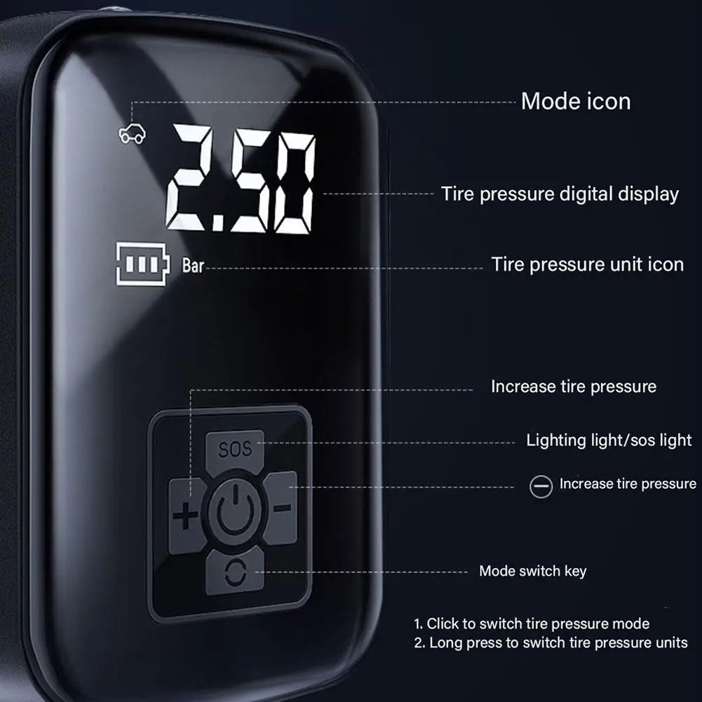 Car Portable Electric Tire Inflator Pump, Model: Wired - Image 2